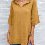 Nadorine Tunic Tops Sexy V Neck Short Sleeve Blouses Casual Loose Fit Plain T-Shirts