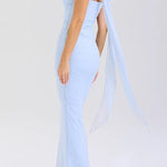 Margovil Ruched Strapless Corset and Bodycon Maxi Skirt Set with Scarf