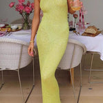 Margovil U Neck Sleeveless Sequin Bodycon Maxi Dress