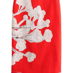 Margovil High Rise Color Block Floral Print Pencil Midi Skirt