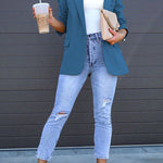 Margovil Classic Single Button Back Slit Pocketed Blazer