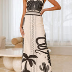 Margovil Palm Canyon Print Criss Cross Halter Maxi Dress
