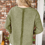 women's loose casual style raw edge long sleeve top