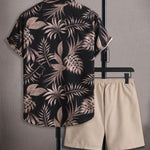 KZZ Men's Solid Drawstring Pocket Shorts Set