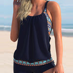 Two Piece Tummy Control Bathing Suits Tankini Top with Sporty Shorts