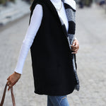 Mid-length Hooded Sleeveless Plaid Double-sided Velvet Loose Jacket