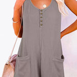 Scoop Neck Pockets Solid Tank Romper