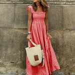 Nadorine Women's Butterfly Sleeves Waist Swing Maxi Dress