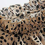 Nadorine Leopard Printed Long Sleeve Ruffle Hem Babydoll Blouse Shirt Tunic Top