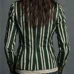 Bohemian Floral Print Cotton And Linen Striped Blazer