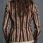 Bohemian Floral Print Cotton And Linen Striped Blazer