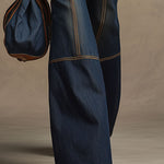 Retro Brown Double-stitched Navy Jeans