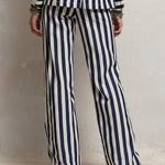 Retro Striped High-waisted Straight-leg Pants