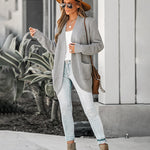 Solid Color Knit Open-Front Cardigan