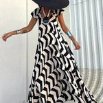 Fresh Breeze Ethnic Unique Print Ruffle Sleeve A-line Maxi Dress