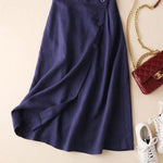 Simple Casual Loose Elasticity Ramie Cotton Skirt
