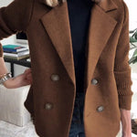 Knitted sleeve double-breasted suit jacket