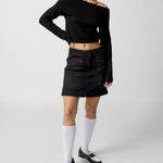Nadorine Chic Off Shoulder Sweater Solid Basic Sexy Slim Fit Crop Top