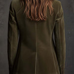 Olive Green Velvet Blazer With Intricate Floral Embroidery