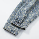 KZZ Men's two-piece jacquard denim suit