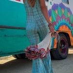 Margovil Lace Up Bell Bottoms Tie Dye Cami Jumpsuit