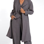 Nadorine Casual Slim Fit Long Blazers Collar Open Front Jacket with Pockets