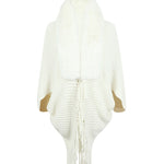 Knit Shawl Womens Solid Color Loose Collar Tassel Cape Knitted Cape Coat