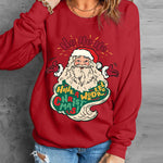 Nadorine Christmas Santa Claus Graphic Round Neck Casual Tops