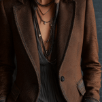 Retro Chic Dark Brown with Contrast Edge Trim Tailored Blazer