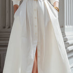 Elegant Shirt Dress With Belted Waist And High Collar