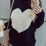 Margovil Color Block Love Heart Knit Sweaters