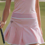 Elegant Retro-Sporty Style Collared Front-Buttoned Light Pink Cotton Mini Dress