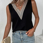 Loose Sleeveless Split-Joint V-Neck Blouses Vest Top