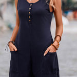 Casual Button Pocket Tank Top Jumpsuit
