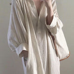 Nadorine Women's Casual Stand Collar Long Sleeve Side Fork Long Dress