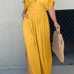 SLIT V-NECK EFFORTLESS MAXI LONG DRESS (BUY 2 FREE SHIPPING)