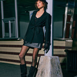 Lapel Collar Blazer Jacket with Belt