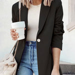 Single Breasted Button Down Office Work Wear Solid Blazer Jacket