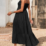 Nadorine Women's Bohemian Long Dress Spaghetti Strap Solid Swing Beach Sleeveless Maxi Dress