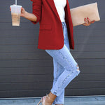 Margovil Classic Single Button Back Slit Pocketed Blazer