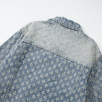 KZZ Men's two-piece jacquard denim suit