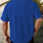 KZZ Men's short-sleeved versatile shirt with openwork jacquard pattern
