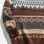 Vintage Striped Printed Soft Knit Sweaters Casual Loose Round Neck Unisex Sweater