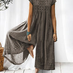 Nadorine Women's Casual Loose Long Short Sleeve Jumpsuit
