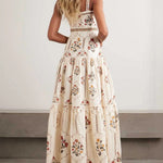 Bohemian Floral Print Vacation Maxi Slip Dress
