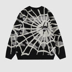 Oversized Spider Printed Knit Sweaters Casual Loose Round Neck Unisex Sweater
