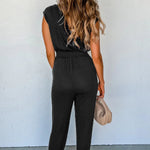 High Waist Sleeveless V Neck Jumpsuit