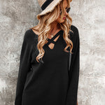 Sexy Hollow V Neck Long Sleeve Sweater