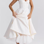 Suspender V-Neck Sleeveless Tutu Maxi Dress
