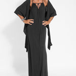 Two-piece Halterneck Tie Sleeveless Long Dress and Irregular Cardigan Set